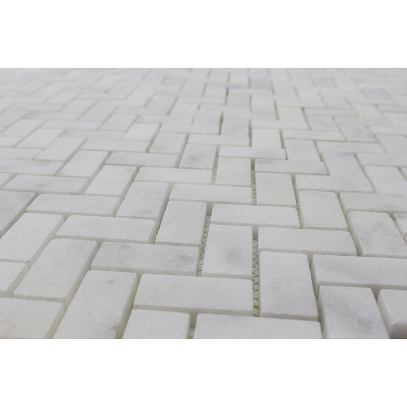 1x2 IMPERIAL WHITE HERRINGBONE HONED