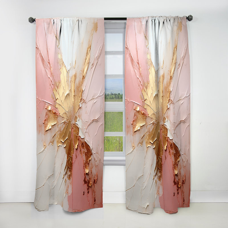 Gold And Pink Paint Fusion - Abstract Painting Blackout Abstract Curtain - 1 Panel, 52" W x 84" L
