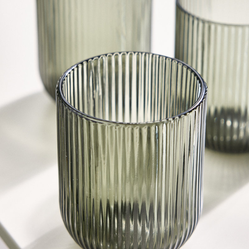 Chanyia Drinking Glass Set, Grey, 9.50" H
