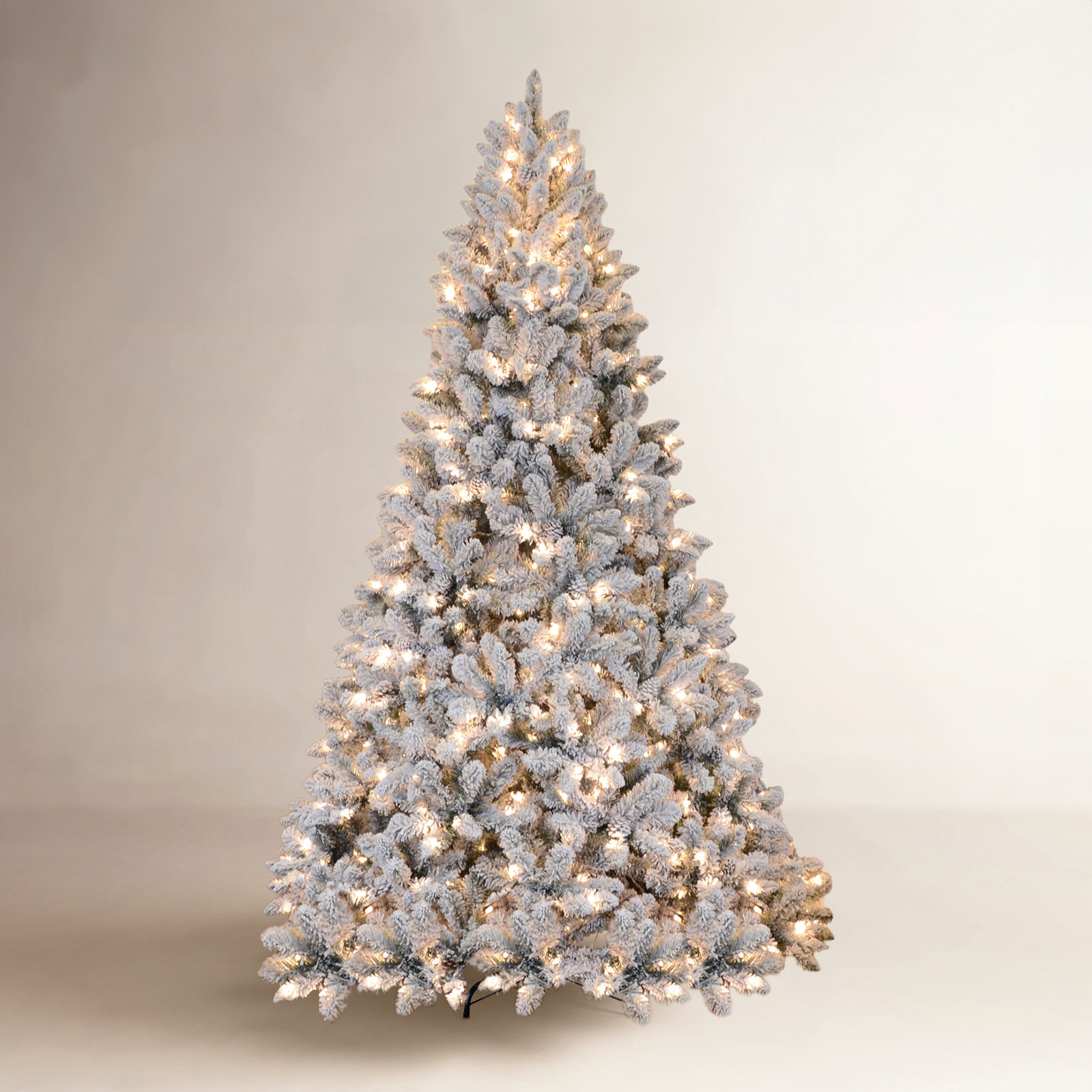 Flocked Pre-Lit Pine Christmas Tree, 8'