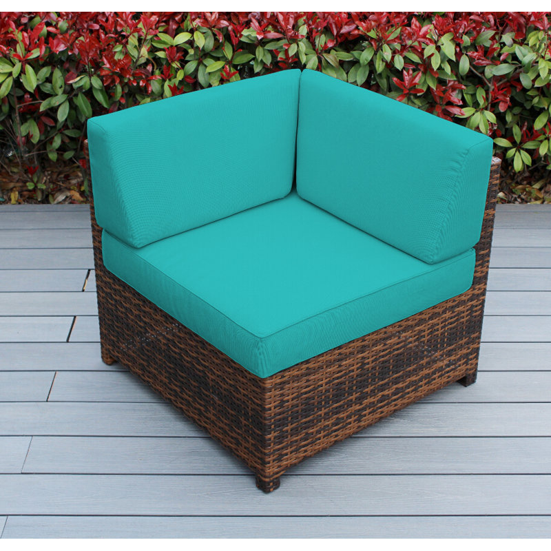 Billyjo Wicker Outdoor Lounge Chair, Canvas Aruba Sunbrella® Canvas, Mixed Brown