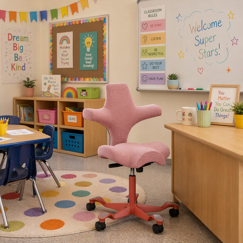 HÅG Capisco Adjustable Sit-to-Stand Height Chair, Sit-to-Stand, Blush Rose, Pink Blush  