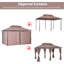 Pavillon de jardin en acier 10 x 13 pi, pour jardin avec toit ventilé et rideaux (kaki)-123218939