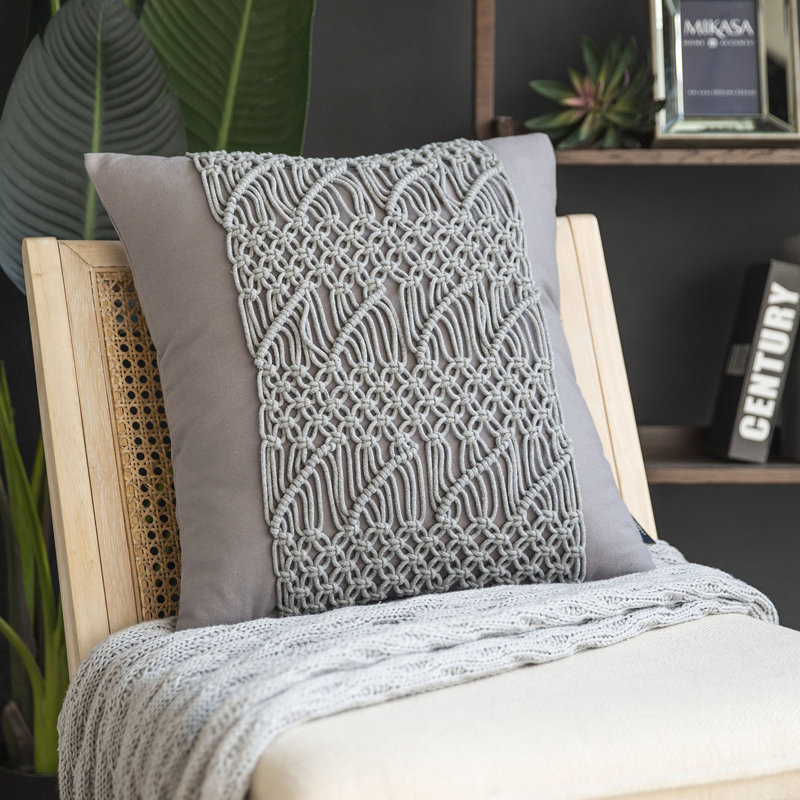 Jeté carré en coton, Gris
