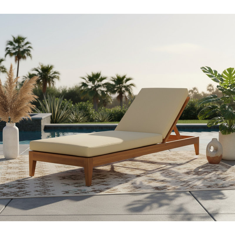 Chaise longue d'extérieur rembourrée en tissu Mirella, Tanné