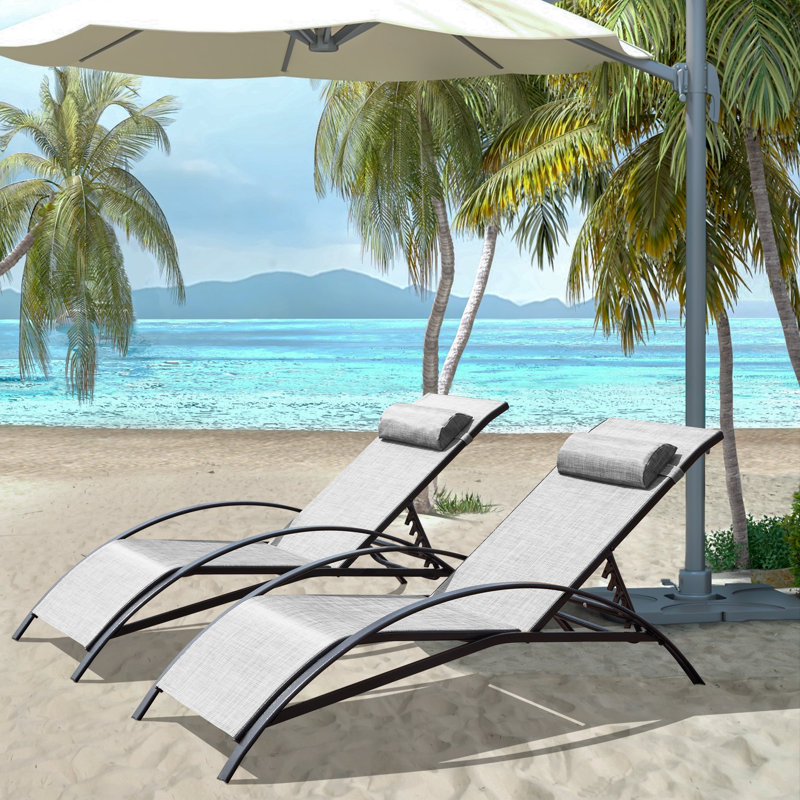 Erommy Outdoor Metal Chaise Lounge Set, Gray