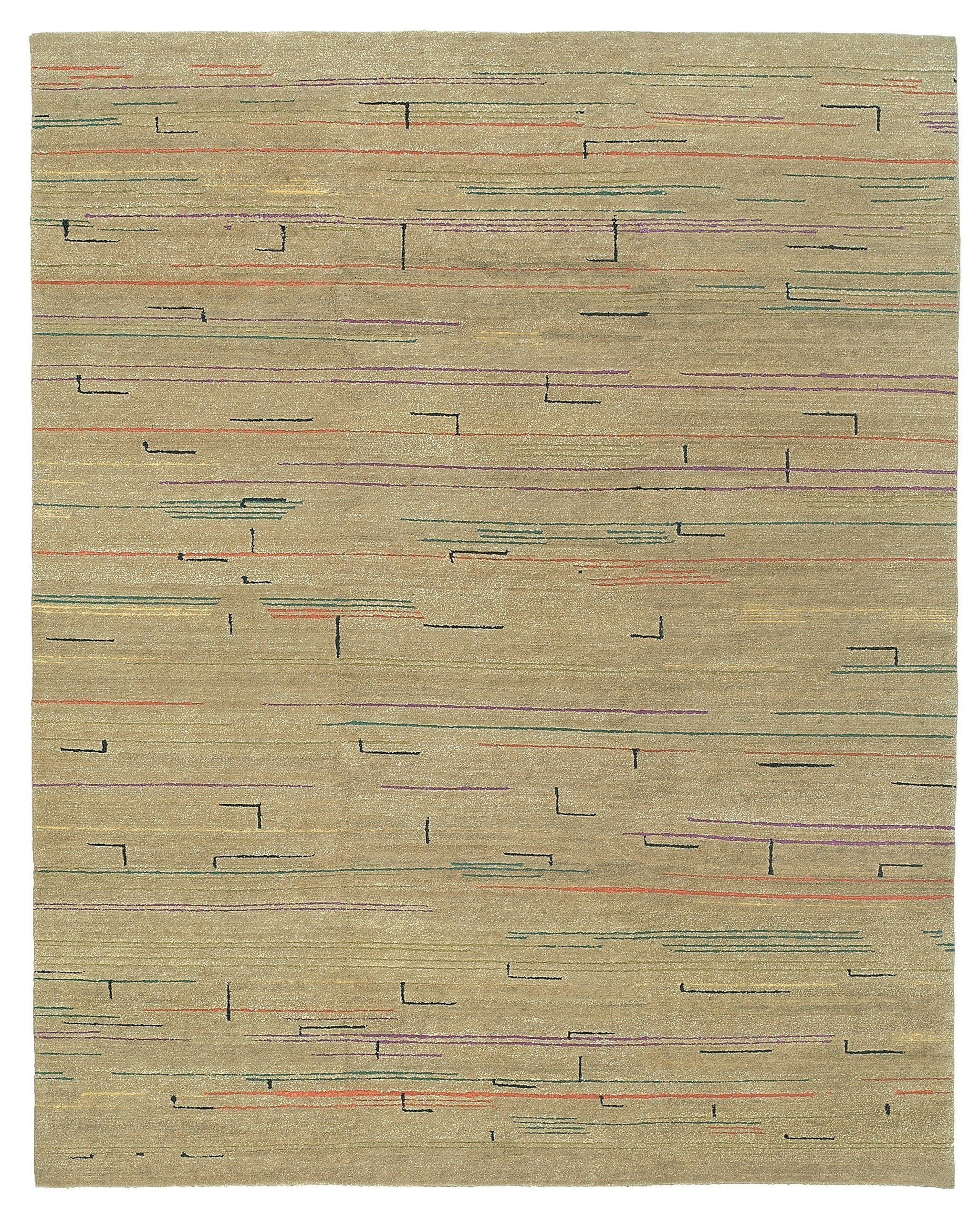 Tufenkian Fragment Rectangle Hand-Knotted Wool Area Rug in Beige/Black ...