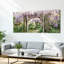 Ensemble de 3 tableaux muraux sur toile à motif floral de jardin de glycine, pour salon, chambre ou décoration intérieure-549440206