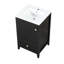 Meuble-lavabo de salle de bain 20 po - Noir, quincaillerie en acier inoxydable, meuble autoportant en céramique, tiroir spacieux-145593222