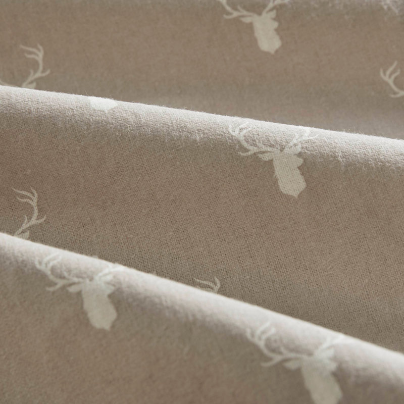 Ensemble de draps en flanelle 100% coton, Ensemble de draps pour lit simple avec deux taies , Imprimé de tête de cerf