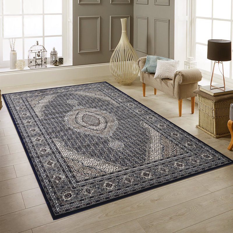 Tapis transitionnel bleu foncé Sutphin Collection, Rectangle 10 pi x 14 pi