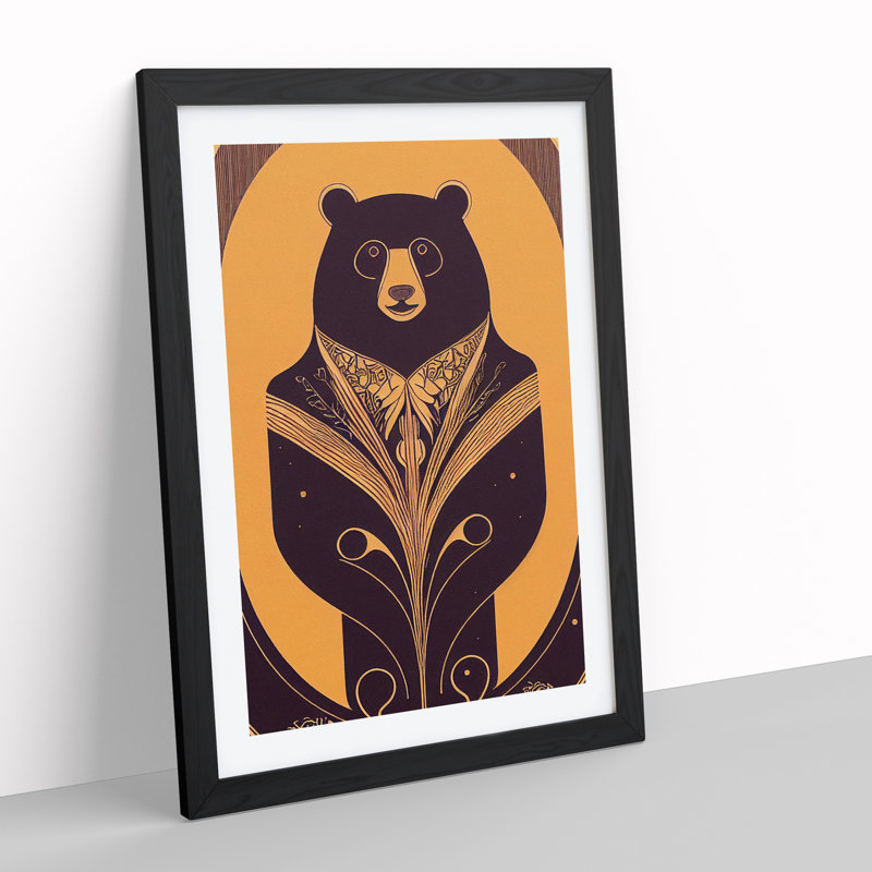 Bear No.4 - Single Picture Frame Print, 34cm H x 25cm W x 2cm D, Black Framed