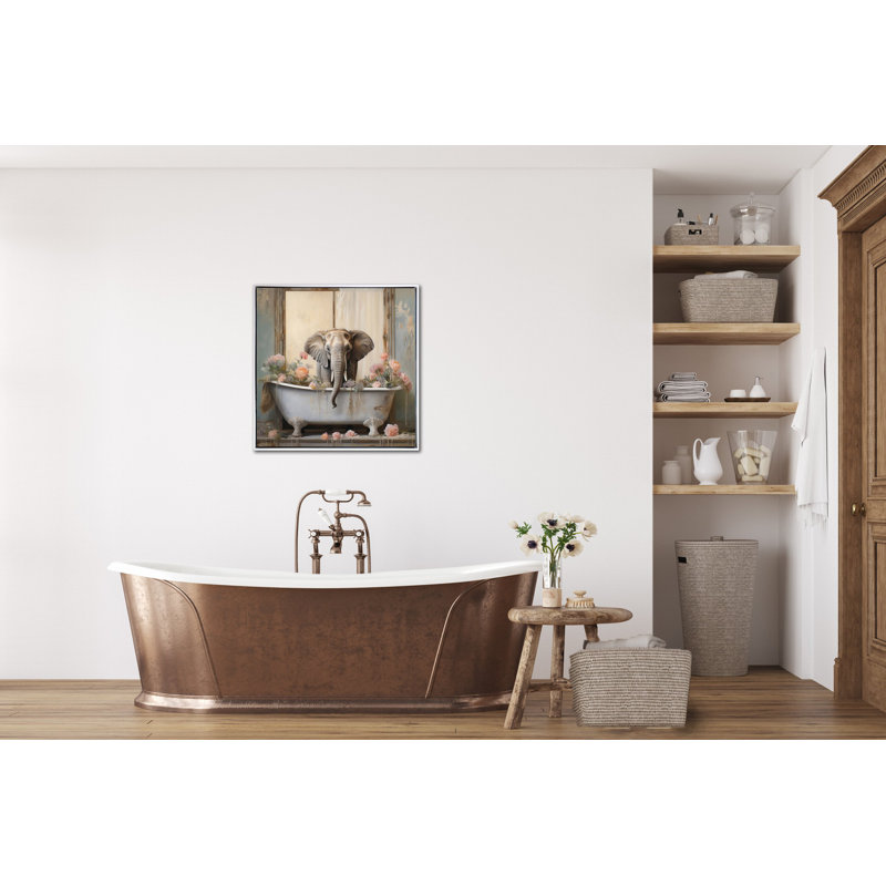 Bathroom Elephant Joy Canvas Wall Art