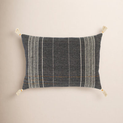 Gordon Embroidered Cotton Blend Reversible Throw Pillow