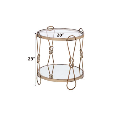 Table de bout Zekera, miroir et finition champagne