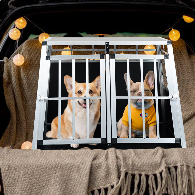 Chenil de transport noir en aluminium pour animal de compagnie