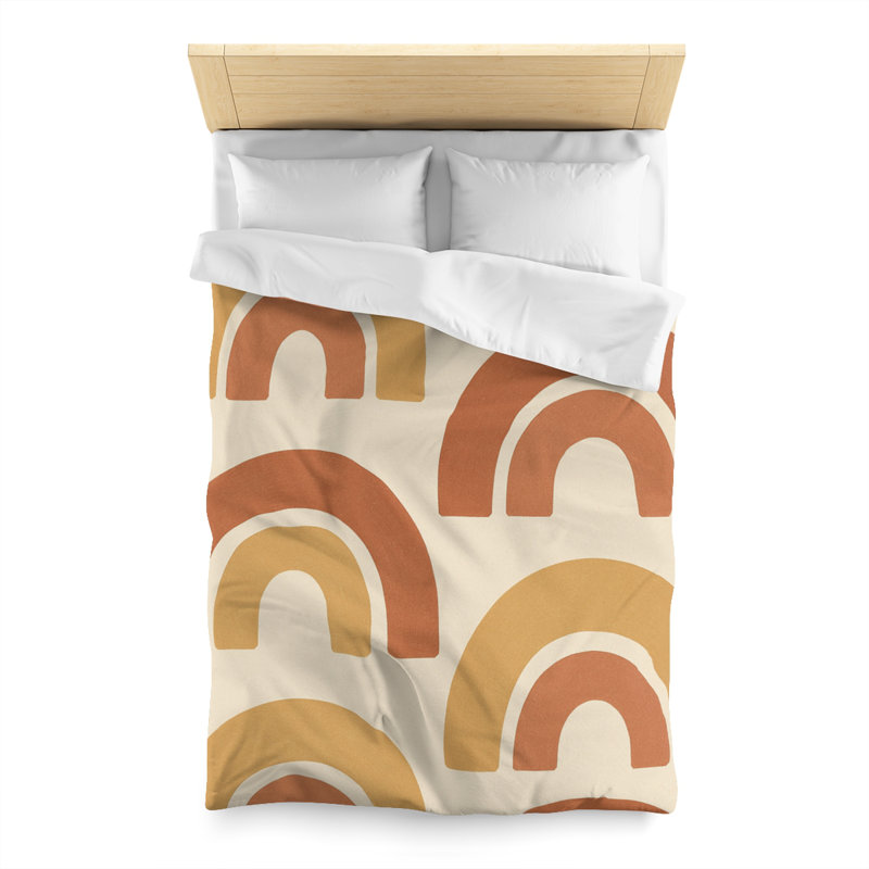 Microfiber Duvet Cover Boho Style, Design 52, Twin Duvet Cover, White
