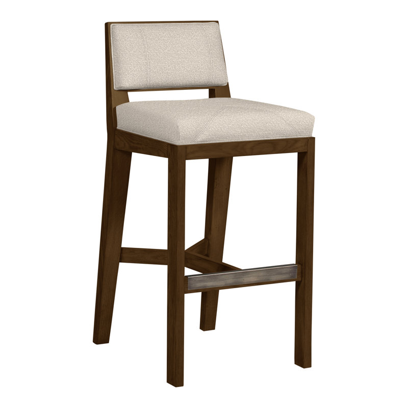 Scoville By Thom Filicia Upholstered Counter Stool with Solid Wood Frame, Havana, Nadia Steam