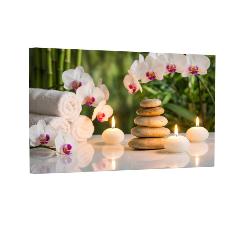 Scène de spa avec bougies et fleurs Fashion Calm, H 20 po x l 30 po