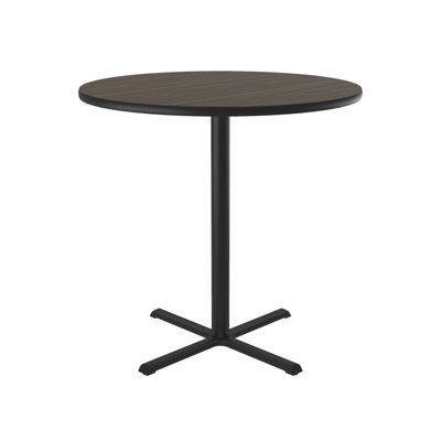 Correll 36 Round, 42 High Café Bistro & Break Room Table, Standing, Barstool Height, Walnut Thermal Fused Laminate Top, Cast Iron Base, Tops Made in T -  Correll, Inc., BBZXB36TFR-01
