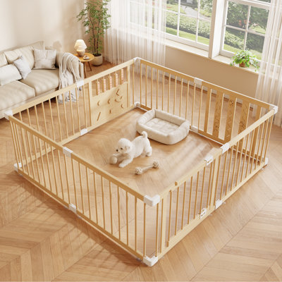 Wooden Indoor Dog Playpen For Puppies And Small Dogs, 24 Inch, 8 Panels