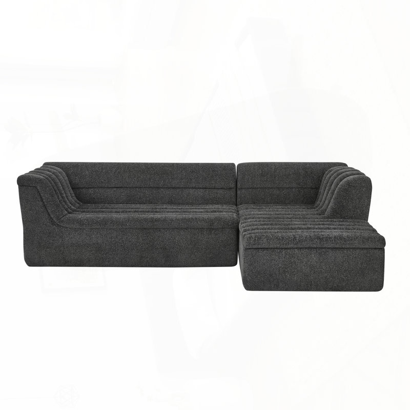 Canapé modulaire en L avec méridienne en L - sans assemblage requis, Noir