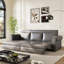Lit convertible 3 en 1 en similicuir gris, 238 cm (93,7 po) avec garniture cloutée, idéal pour les salles de billard, les ateliers de menuiserie et les espaces de détente.