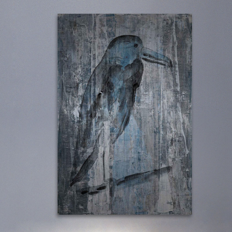 « blue-grey bird ii », reproduction d’art sur métal, H 18 po x l 12 po x P 1,5 po