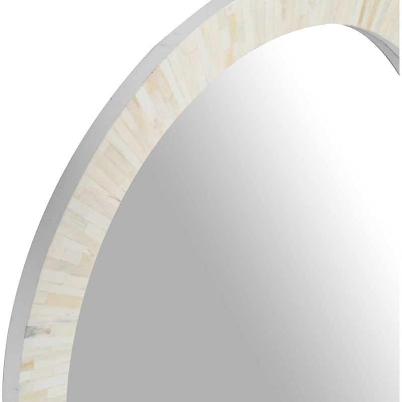 Berck Bone Round Wall Mirror, 34" x  34"