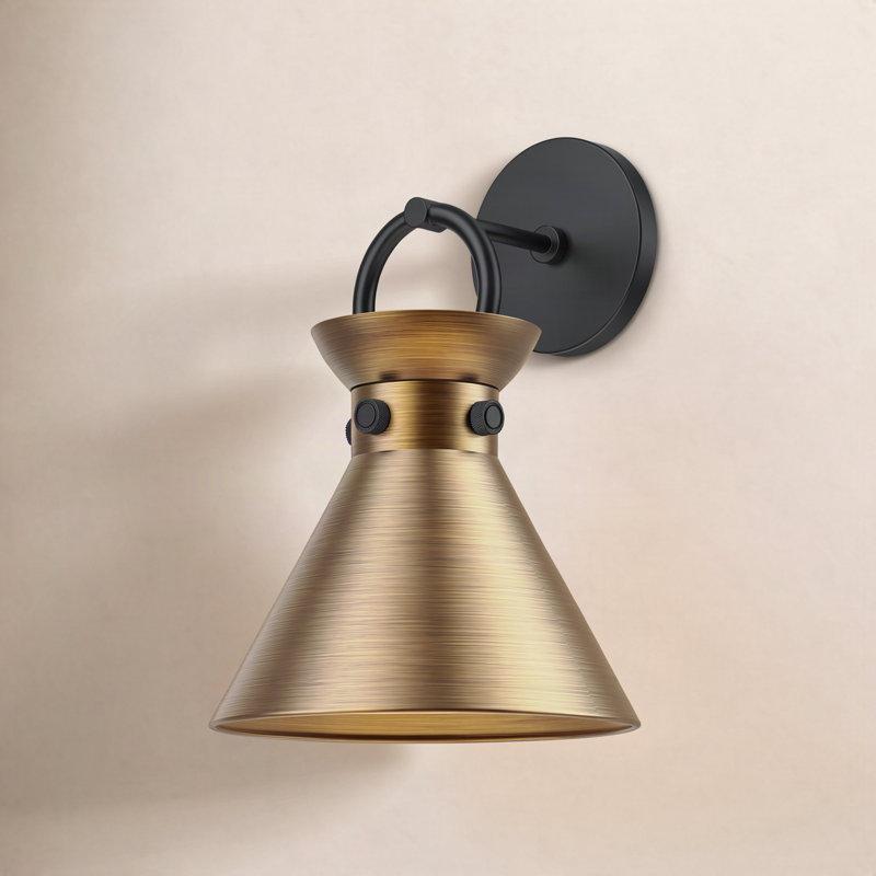 Tiney Armed Sconce, Aged Gold, Matte Black