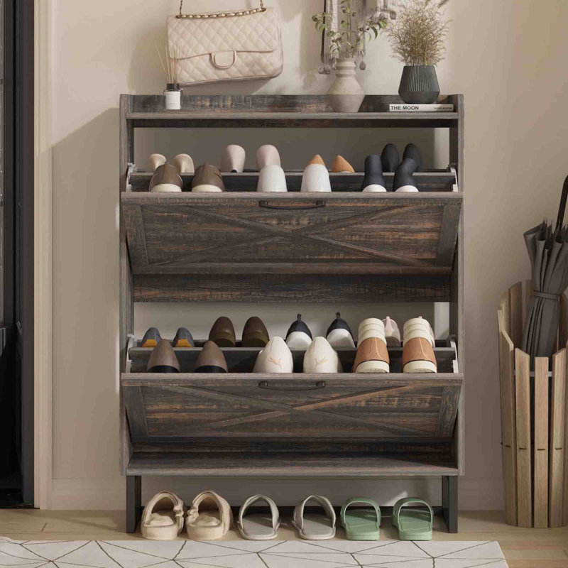 32 Pair Shoe Storage Cabinet, Black