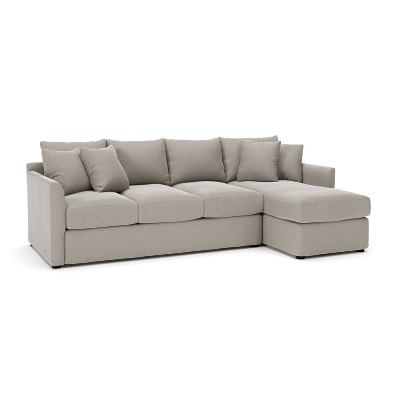 Cecelia 110" Wide Sofa & Chaise, Right Hand Facing, Drusky Linen Sustain® Basketweave