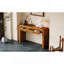 Console rustique avec façade de tiroir cannelée, table d'entrée avec coins courbés et pieds épais, table de canapé robuste pour le couloir et le salon (brun)-1012376796-1012376799