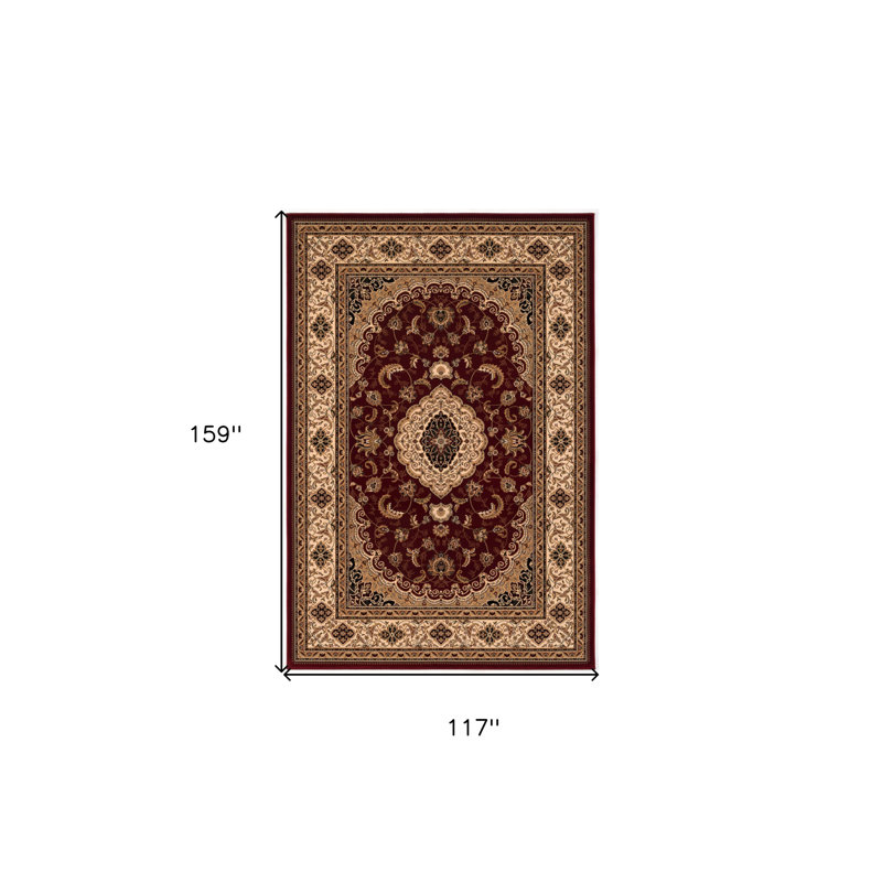 Tapis oriental rouge et beige 10 pi x 13 pi