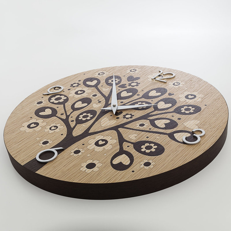 Dolcevita Wall Clock, 40cm H x 40cm W x 3cm D, Oak/Dark Brown/Cream