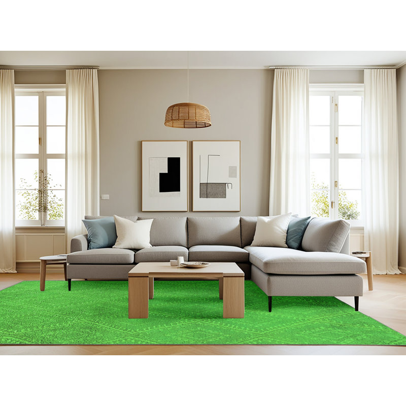 Heeralall Washable Geometric Indoor Rug, Rectangle 8' x 10'