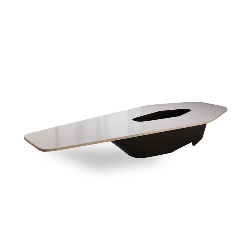 Table de conférence hexagonale blanche en bois massif et acier au carbone, H 29,53 po x L 110,24 po x l 47,24 po
