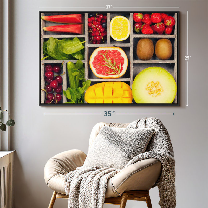 Légumes et fruits, impression sur toile Bento, H 25 po x l 37 po