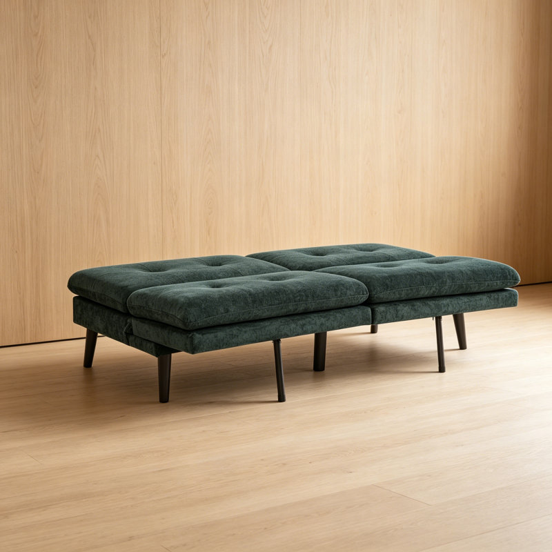 Polyester Blend Easy Convert Futon with Tufted Back and Seat