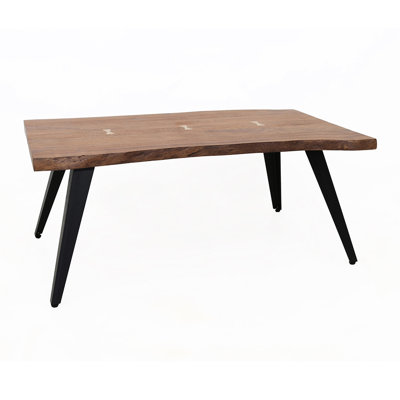 Table basse de salon 47 x 23,5 x 17,5 pouces, 95 % bois, style moderne, pattes en bois et métal.