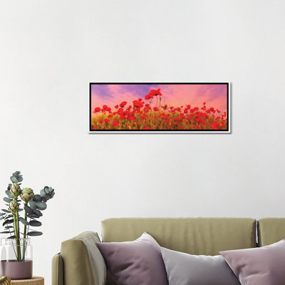 "Champ de coquelicots au coucher du soleil" par Melanie Viola-reproduction de photo panoramique