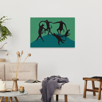 Chat noir dansant, art mural contemporain