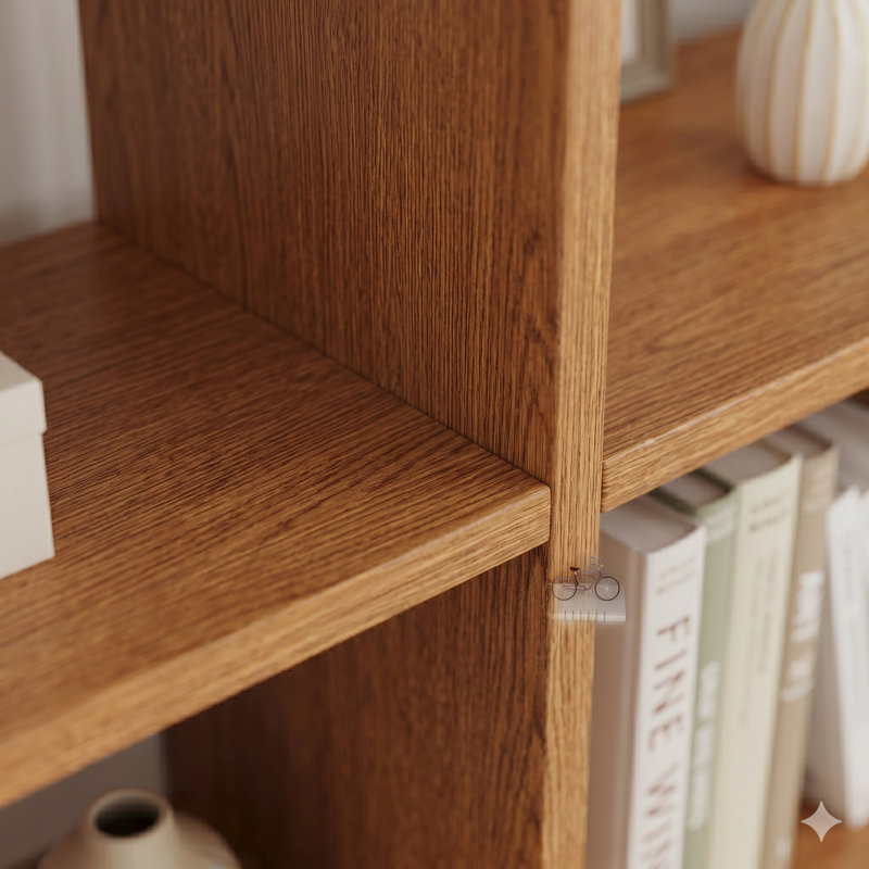 Ensemble de 2 bibliothèques combinées gratuites, bibliothèque d'angle peu encombrante, tablettes de rangement ouvertes en forme de L et en I de 55 cm + 80 cm, chêne foncé
