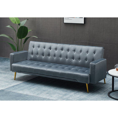 Stefaney Twin 75'' Velvet Convertible Sofa