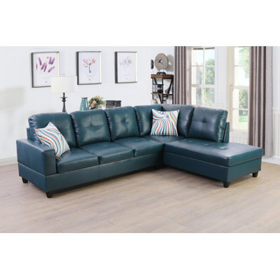 Faux Leather Curved Sectional Right Hand Facing
