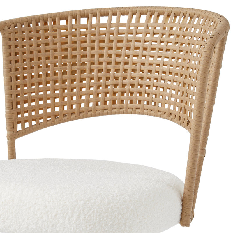  5-Piece 63'' Live Edge Rectangular Dining Set with Rattan Chairs, Beige/Natural, Light Honey Brown