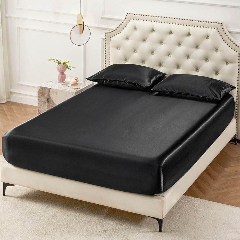 Bedsure Sateen Fitted Sheet GentleSoft™️, Twin Fitted Sheet, Pure White