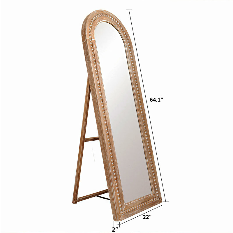 Wooden Bead Frame Full Length Mirror, Arch, 64" x 22"