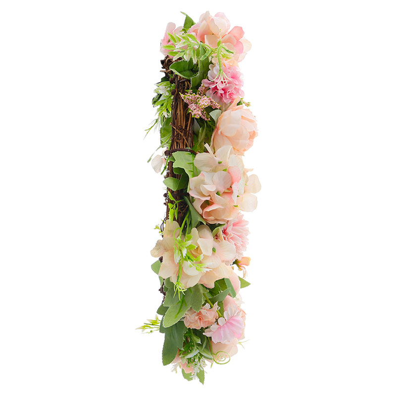 Handcrafted Faux Peony Polyester 38cm Wreath, Pink
