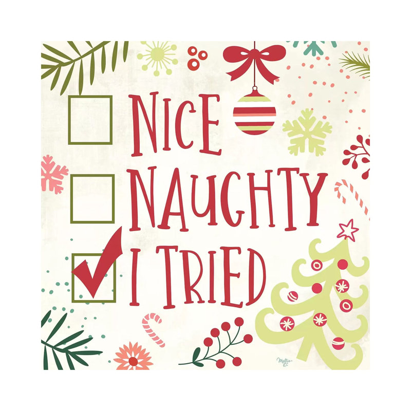 Nice, Naughty, I Tried by Mollie B. - Wrapped Canvas Print, 66.04 cm H x 66.04 cm W x 1.91 cm D